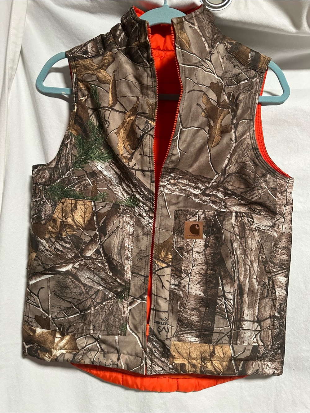 Carhartt Camo Reversible Vest with Orange Lining